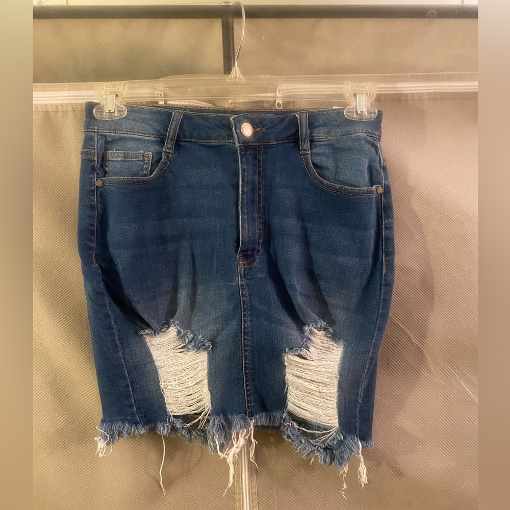C’est TOI Distress High Rise Mini Skirt Women's size Large